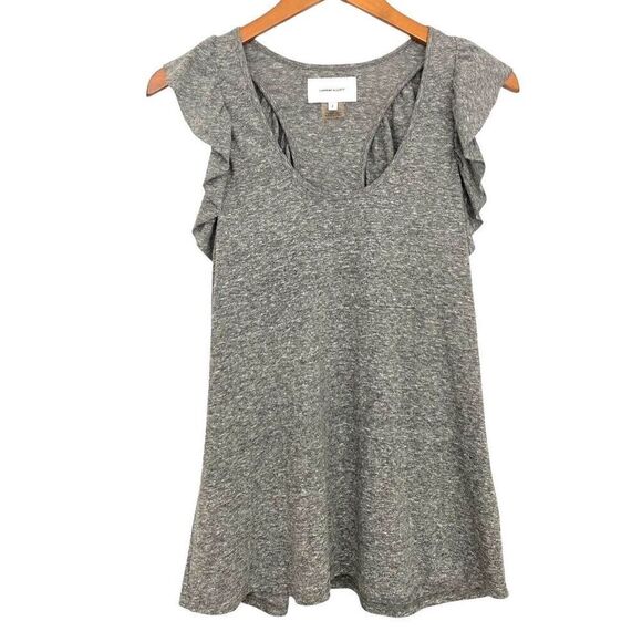 Current Elliott Gray Ruffle Racer Back Tank Top Sleeveless Slubby EUC Size 2 / M - Picture 7 of 7